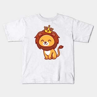 Cute Lion King Sitting Cartoon Kids T-Shirt